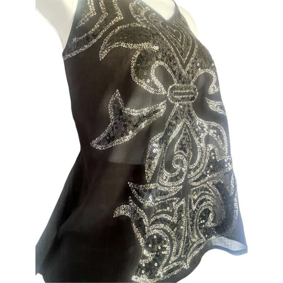 Express Racer Back Sheer Tank with Sequin Hearts Corporate Goth - Picture 3 of 5